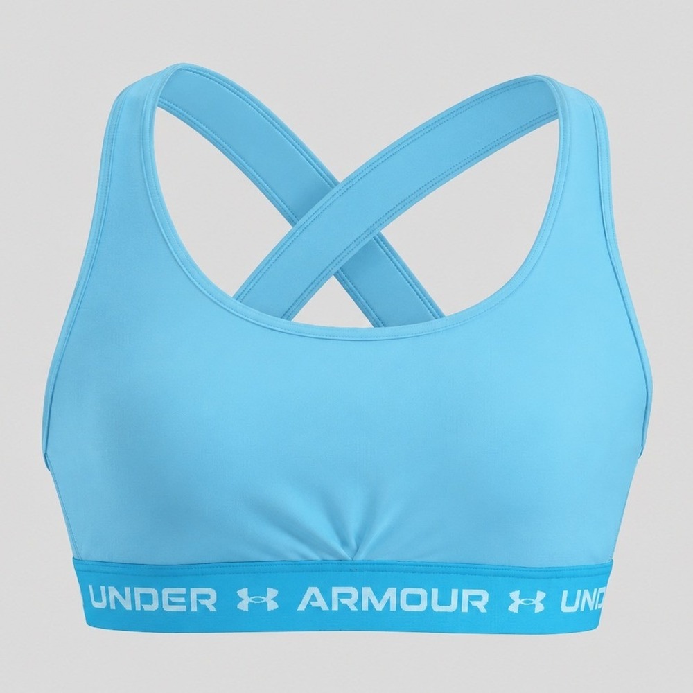 Under Armour Womens Mid Keyhole Sports Bra Light Blue Medium Support 1361034 M